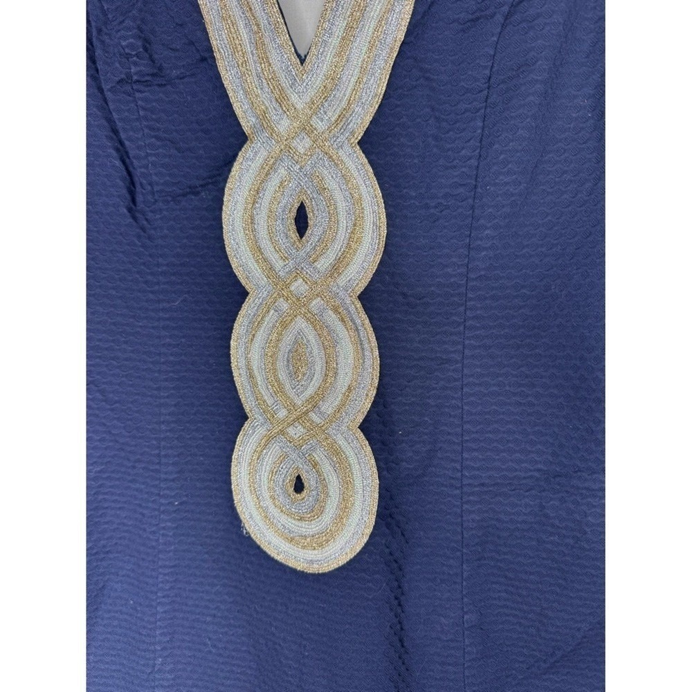 Lilly Pulitzer Womens Valli Shift Dress Sz 6 Cotton Navy Metallic Rope Nautical - Picture 6 of 9